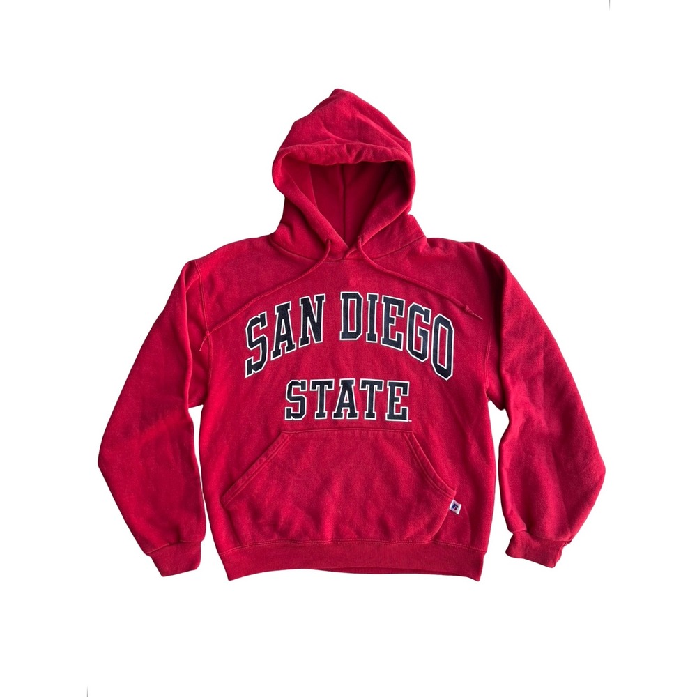 VTG 90s Russell Athletic San Diego State Hoodie Red SDSU Sweatshirt Adult S Uni